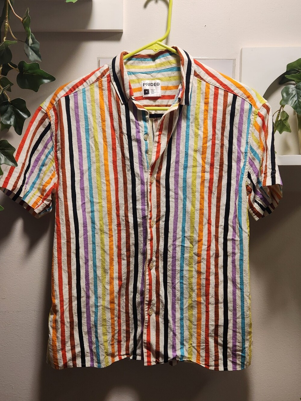 "Loud & proud" Multi-Color Striped Short Sleeve Men's Shirt